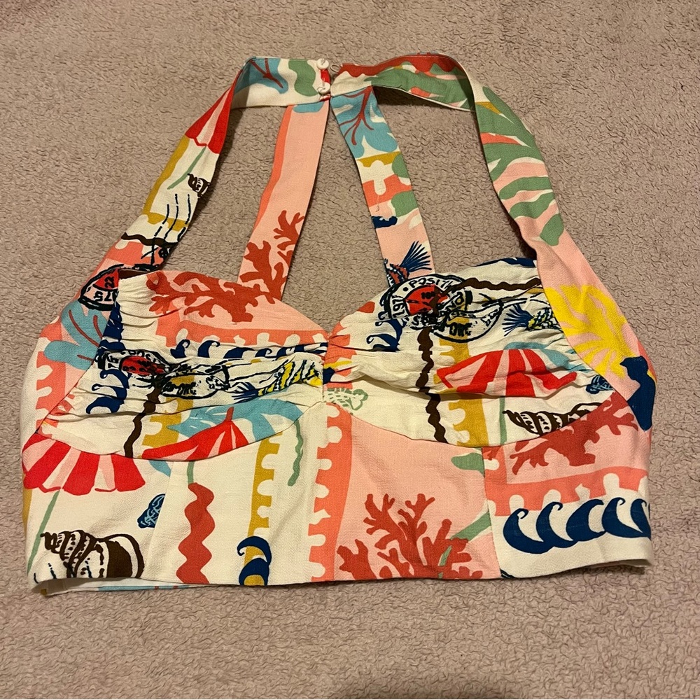 Zara Multicolor patchwork bustier style Top S - Picture 2 of 13